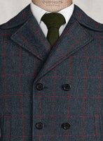 Harris Tweed Blue Checks Pea Coat - StudioSuits