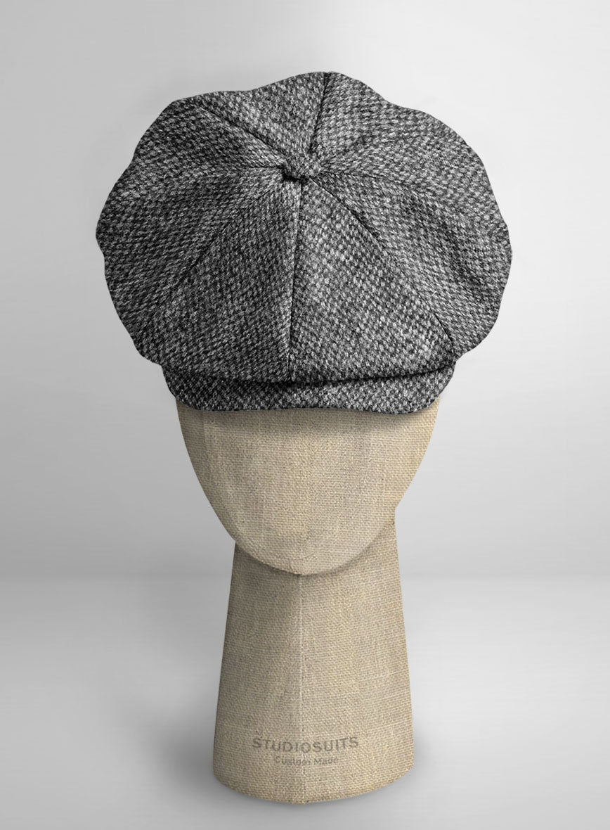 Harris Tweed Barley Gray Newsboy Cap - StudioSuits