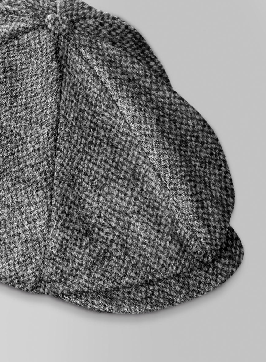 Harris Tweed Barley Gray Newsboy Cap - StudioSuits