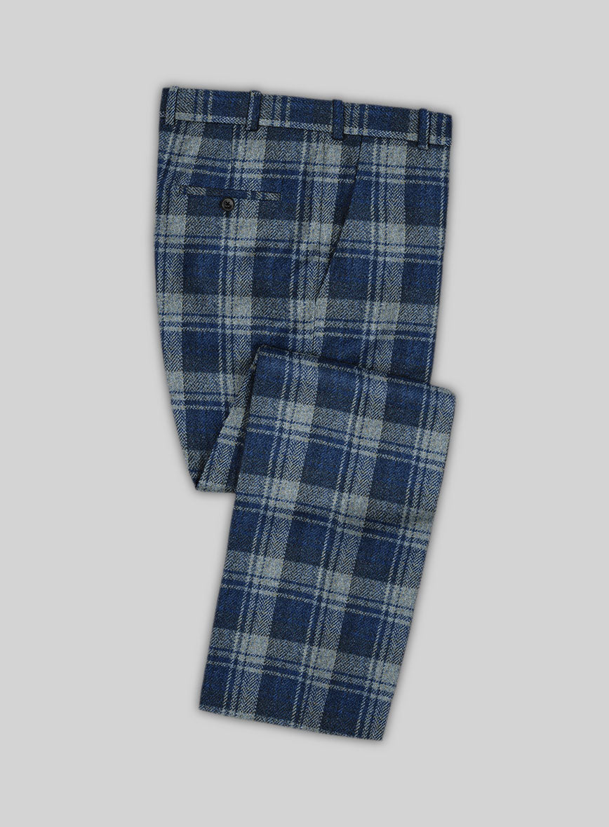 Harris Tweed Blue Tartan Pants - StudioSuits