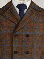 Harris Tweed Brown Checks Pea Coat - StudioSuits