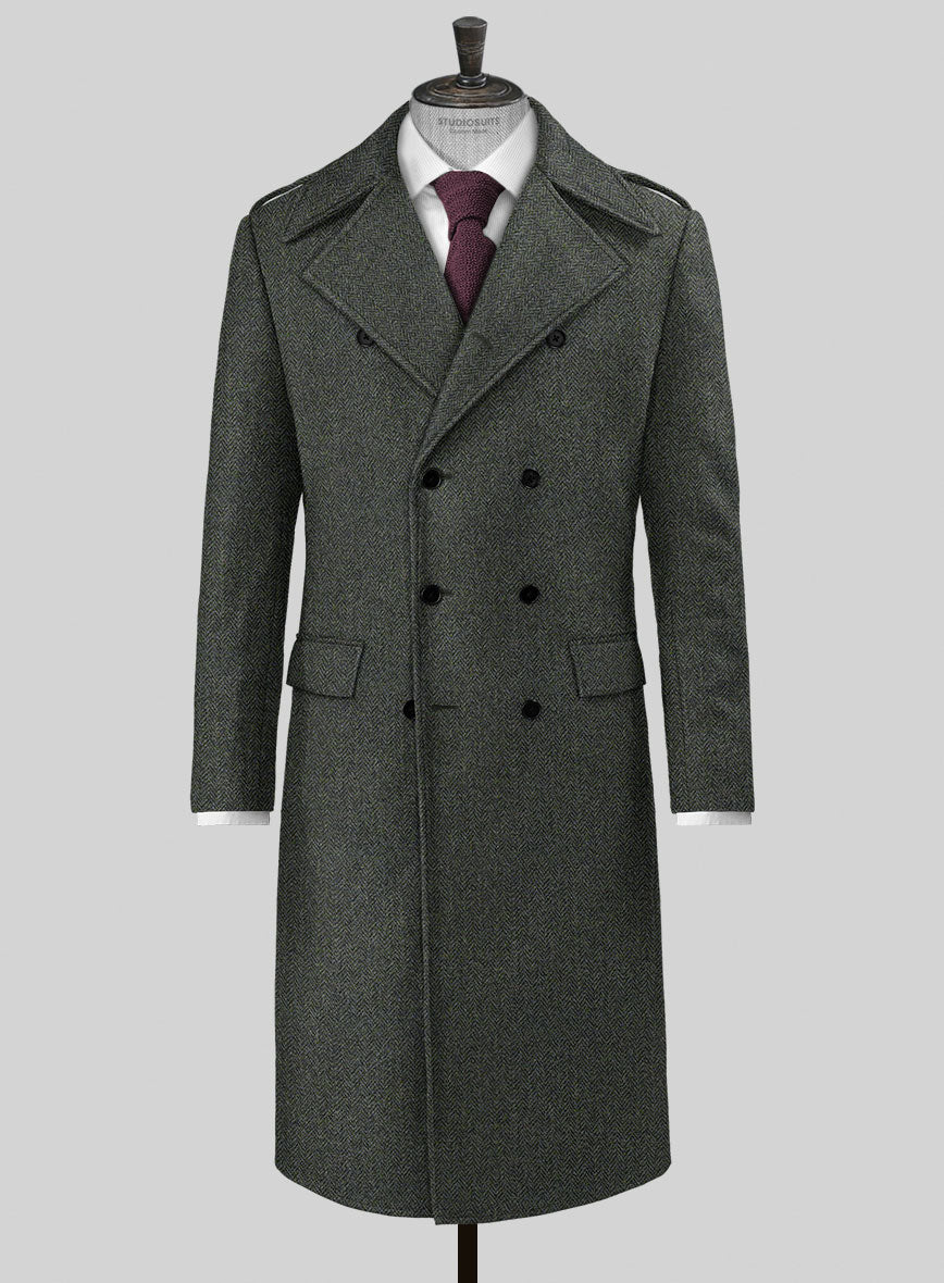 Harris Tweed Ridge Blue Herringbone GQ Overcoat – StudioSuits