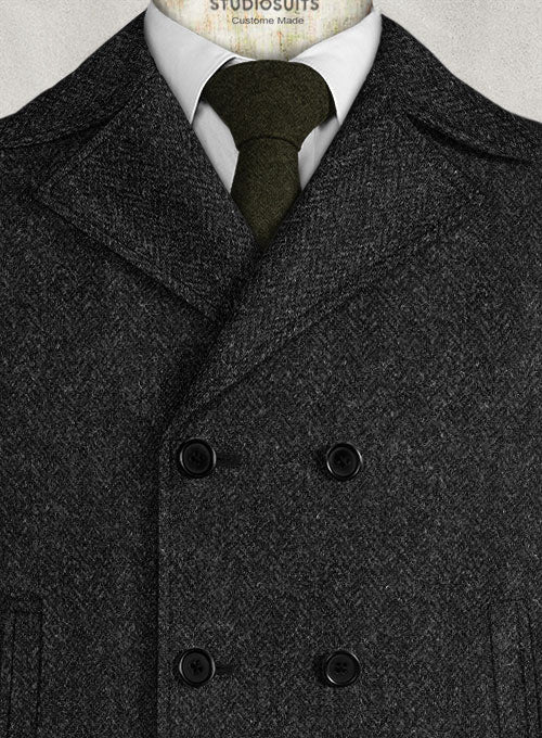 Classic Charcoal Grey Tweed hotsell Pea Coat - L