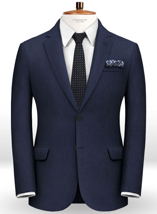 Herringbone Wool Royal Blue Suit – StudioSuits