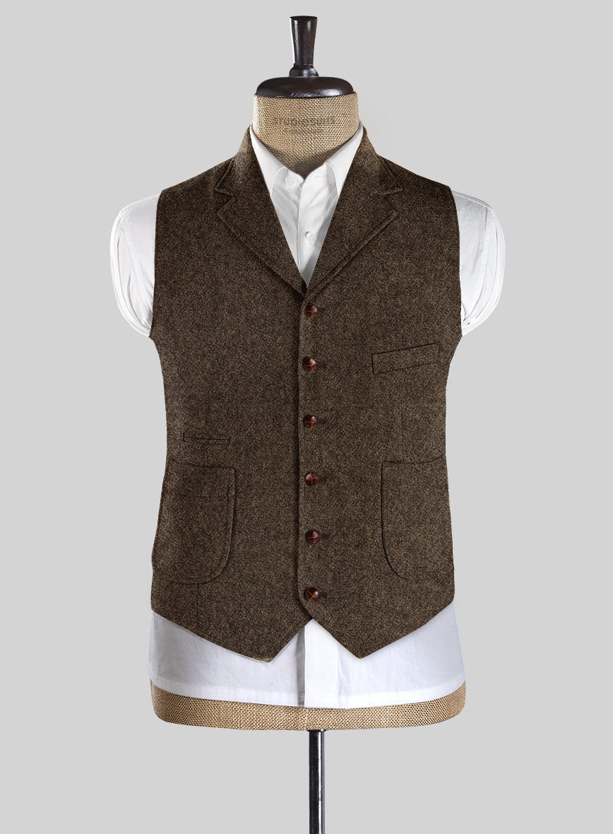 Highlander Dark Brown Tweed Hunting Vest - StudioSuits