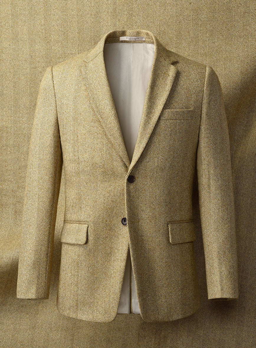 Highlander Heavy Beige Herringbone Tweed Jacket II - StudioSuits