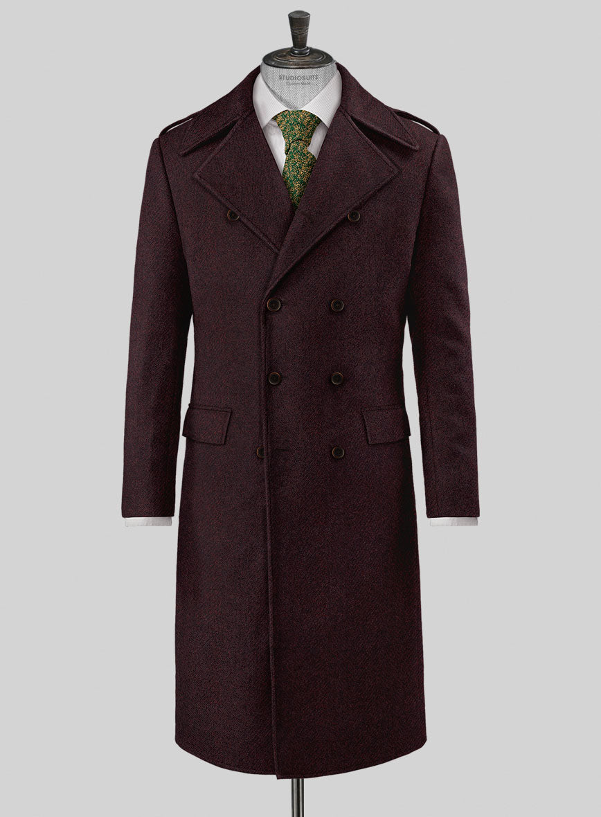 Highlander Heavy Wine Herringbone Tweed-GQ Overcoat – StudioSuits