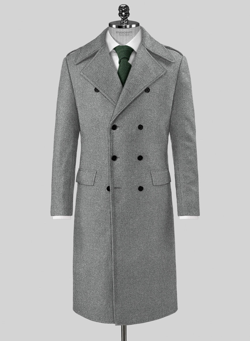 Highlander Light Gray Tweed GQ Overcoat – StudioSuits