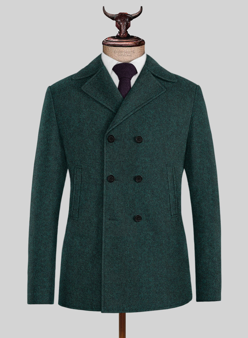 Highlander Melange Green Tweed Pea Coat – StudioSuits