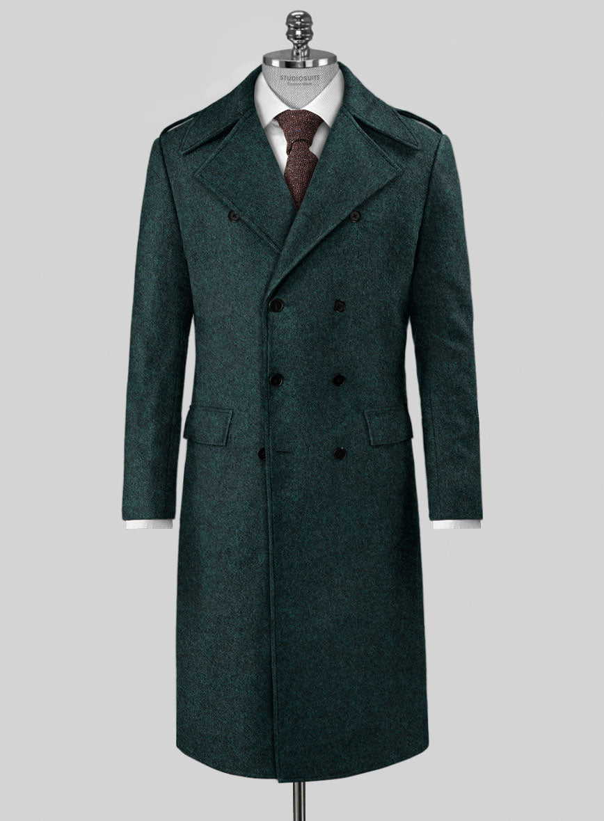 Highlander Melange Green Tweed GQ Overcoat - StudioSuits