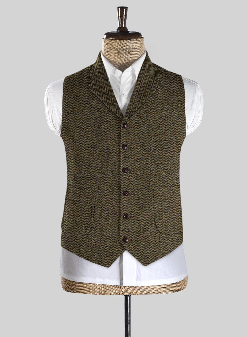 Harris Tweed Ridge Brown Herringbone Hunting Vest - StudioSuits