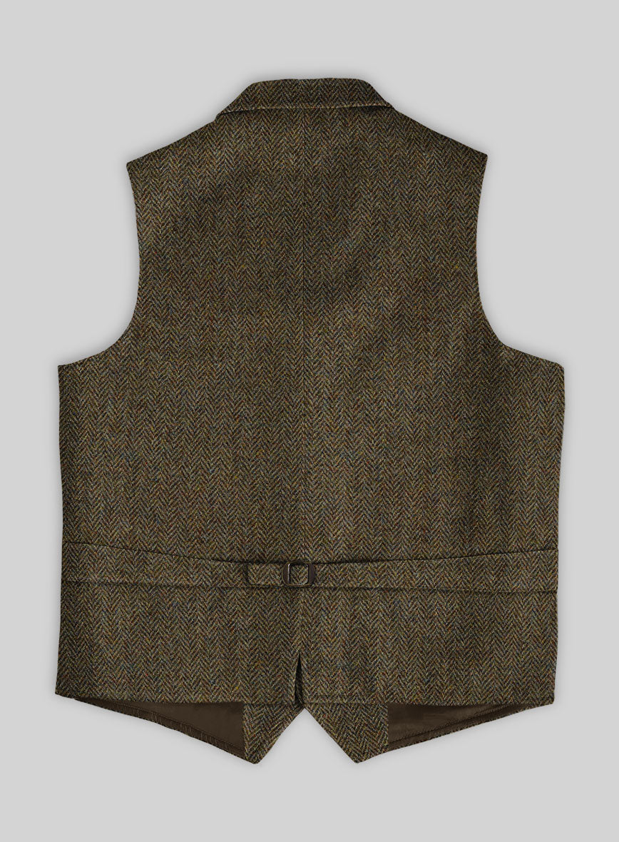 Harris Tweed Ridge Brown Herringbone Hunting Vest - StudioSuits