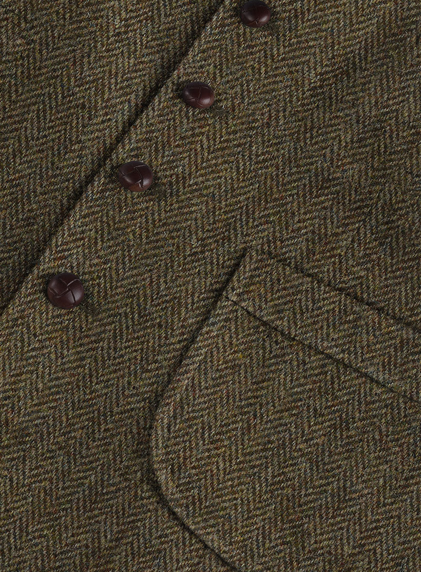 Harris Tweed Ridge Brown Herringbone Hunting Vest - StudioSuits