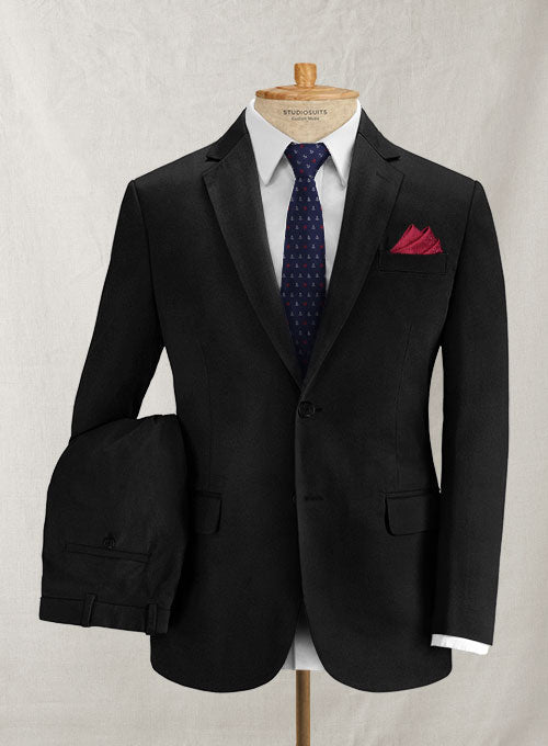 Italian Brushed Cotton Black Suit – StudioSuits