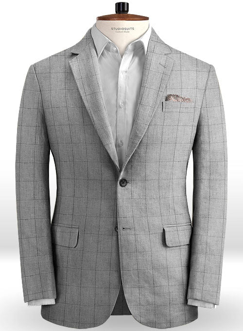 Italian Gray Square Linen Jacket - StudioSuits