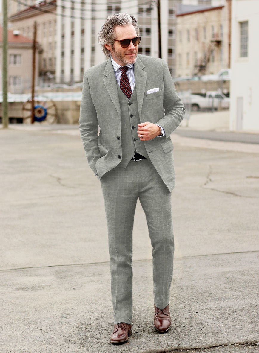 Italian Linen Robin Gray Checks Suit – StudioSuits