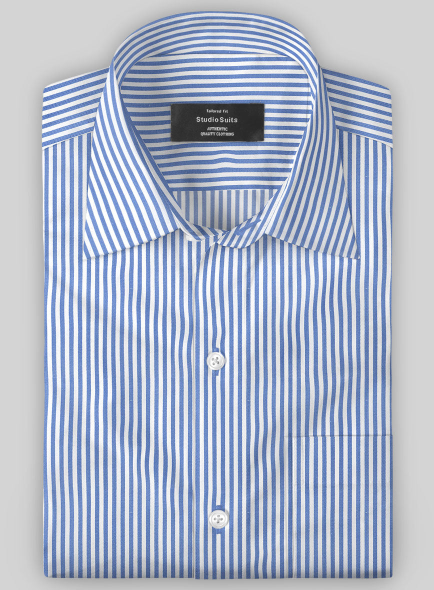 Italian Lombardo Celestial Blue Stripes Shirt - StudioSuits