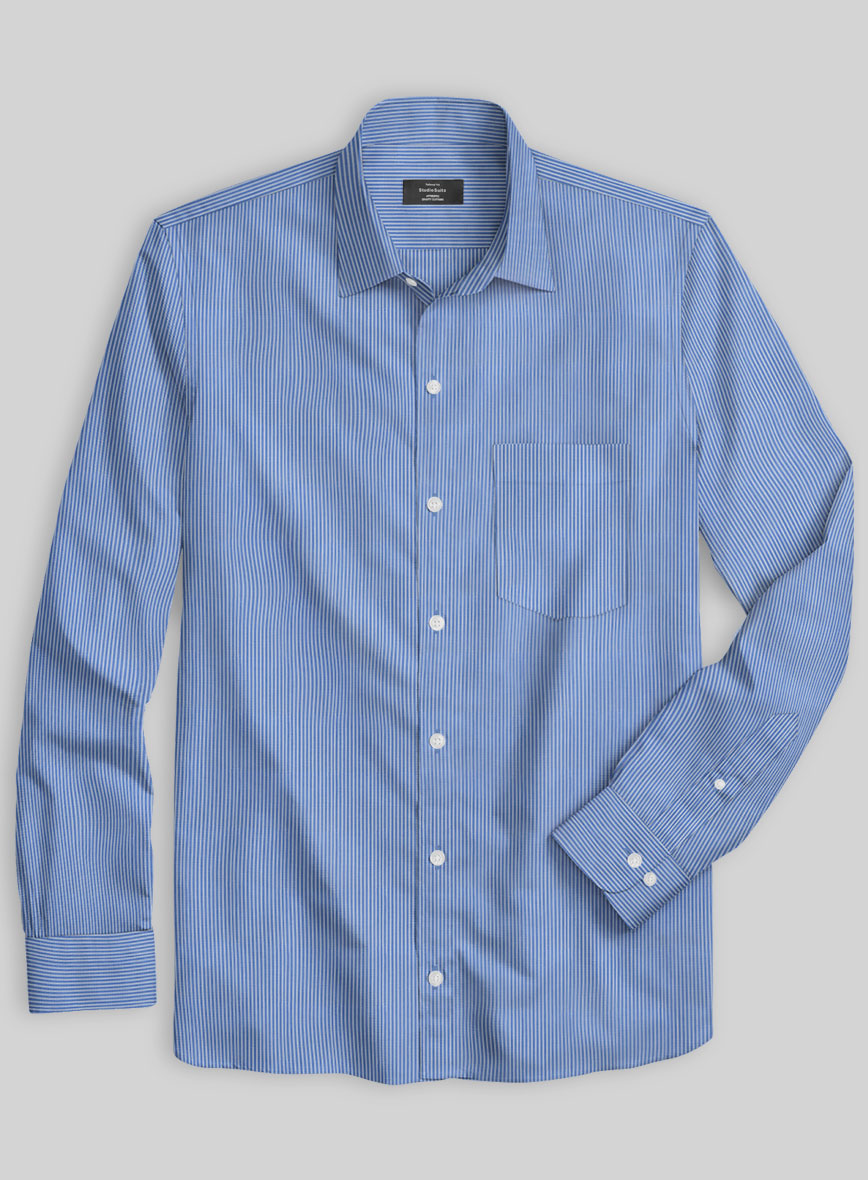 Italian Lombardo Cool Blue Pinstripe Shirt – StudioSuits