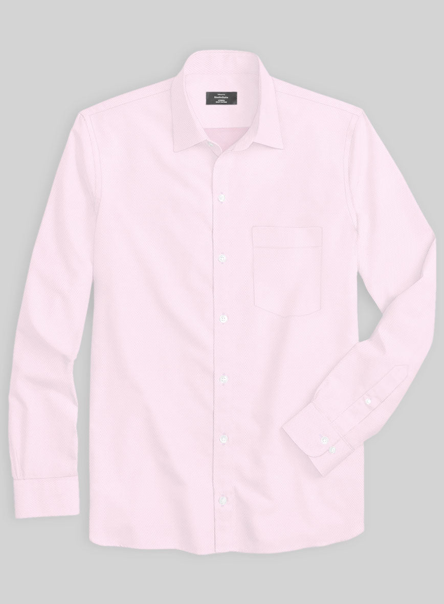 Italian Lombardo Rib Pastel Pink Shirt - StudioSuits