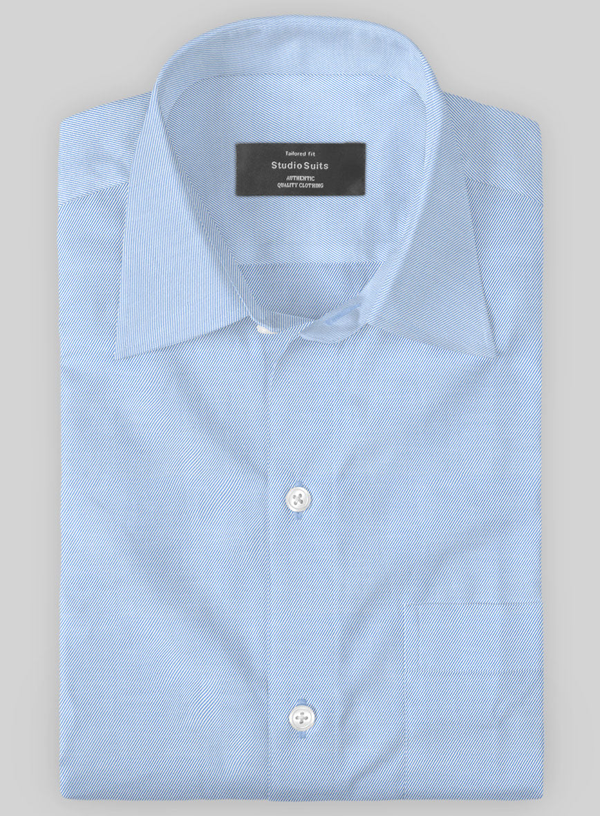 Italian Lombardo Twill Picton Blue Shirt - StudioSuits