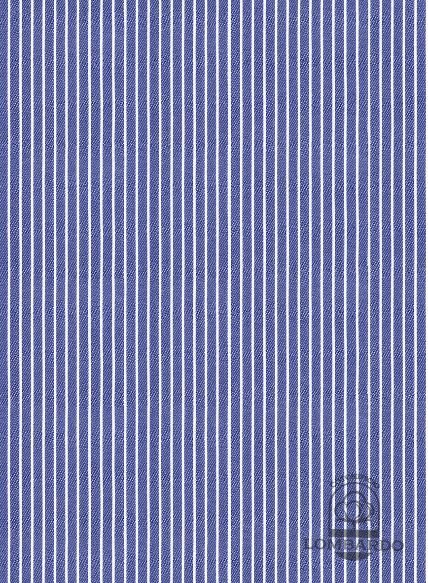 Italian Lombardo Zaffre Blue Stripes Shirt - StudioSuits