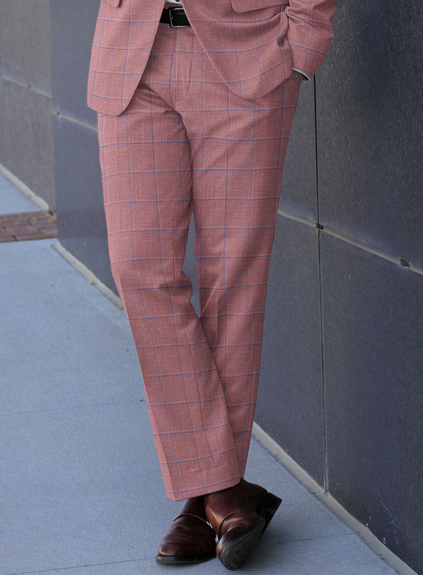 Italian Murano Drope Pink Wool Linen Silk Pants - StudioSuits