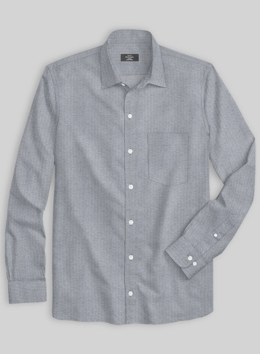 Italian Navy Blue Herringbone Shirt – StudioSuits