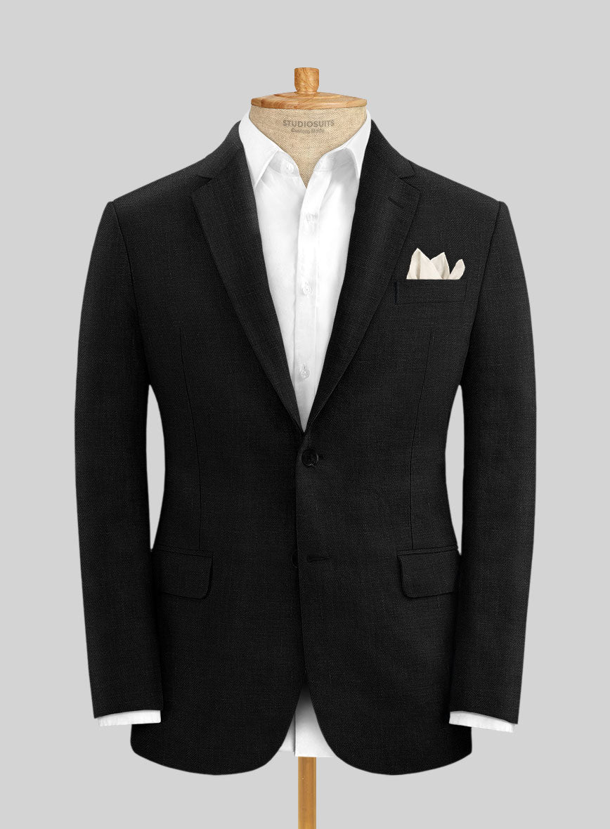 Italian Prato Black Linen Jacket – StudioSuits