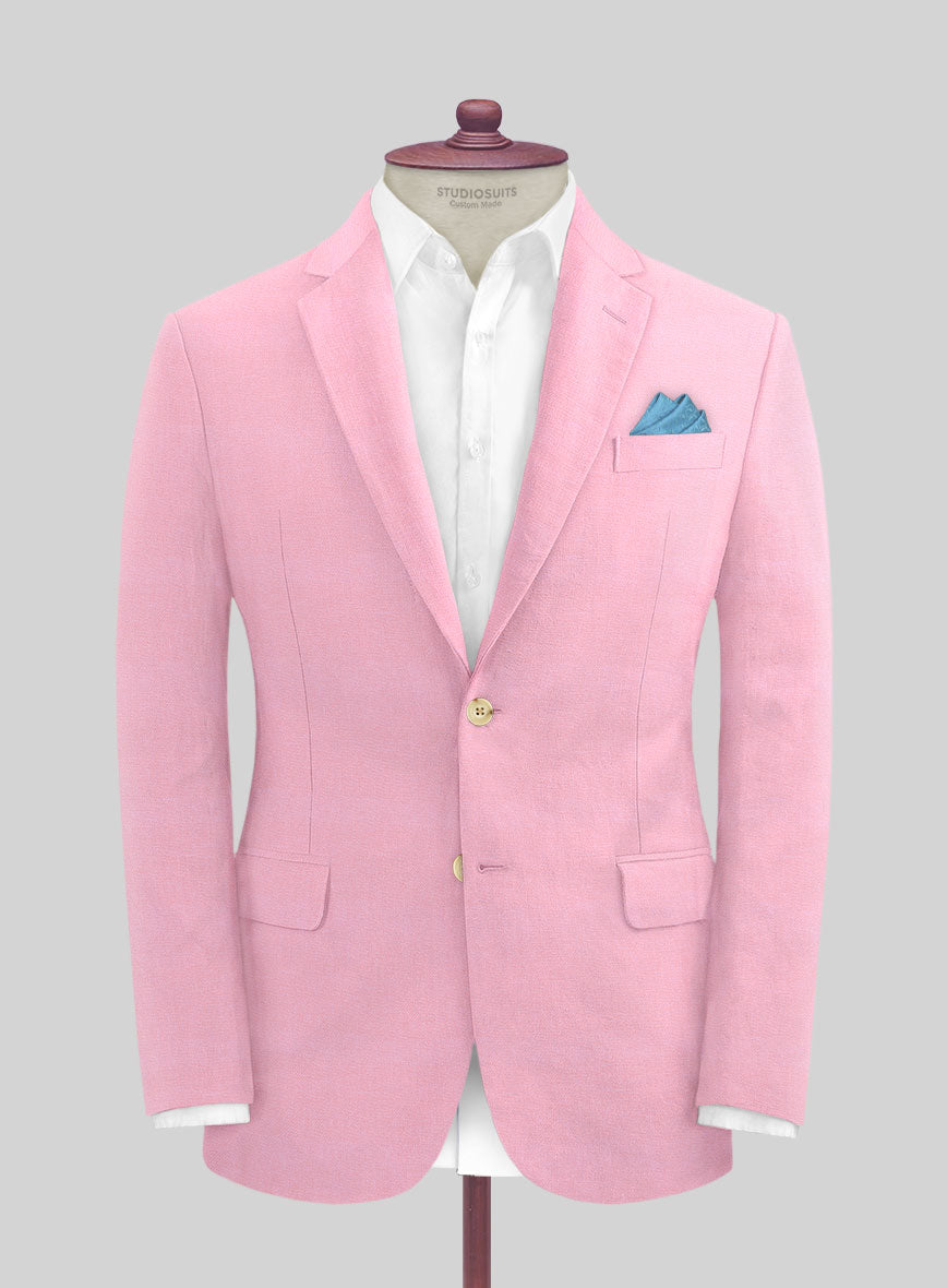 Men's Linen Short Sleeve Italian Shirt - Dark Pink - Beach Wedding