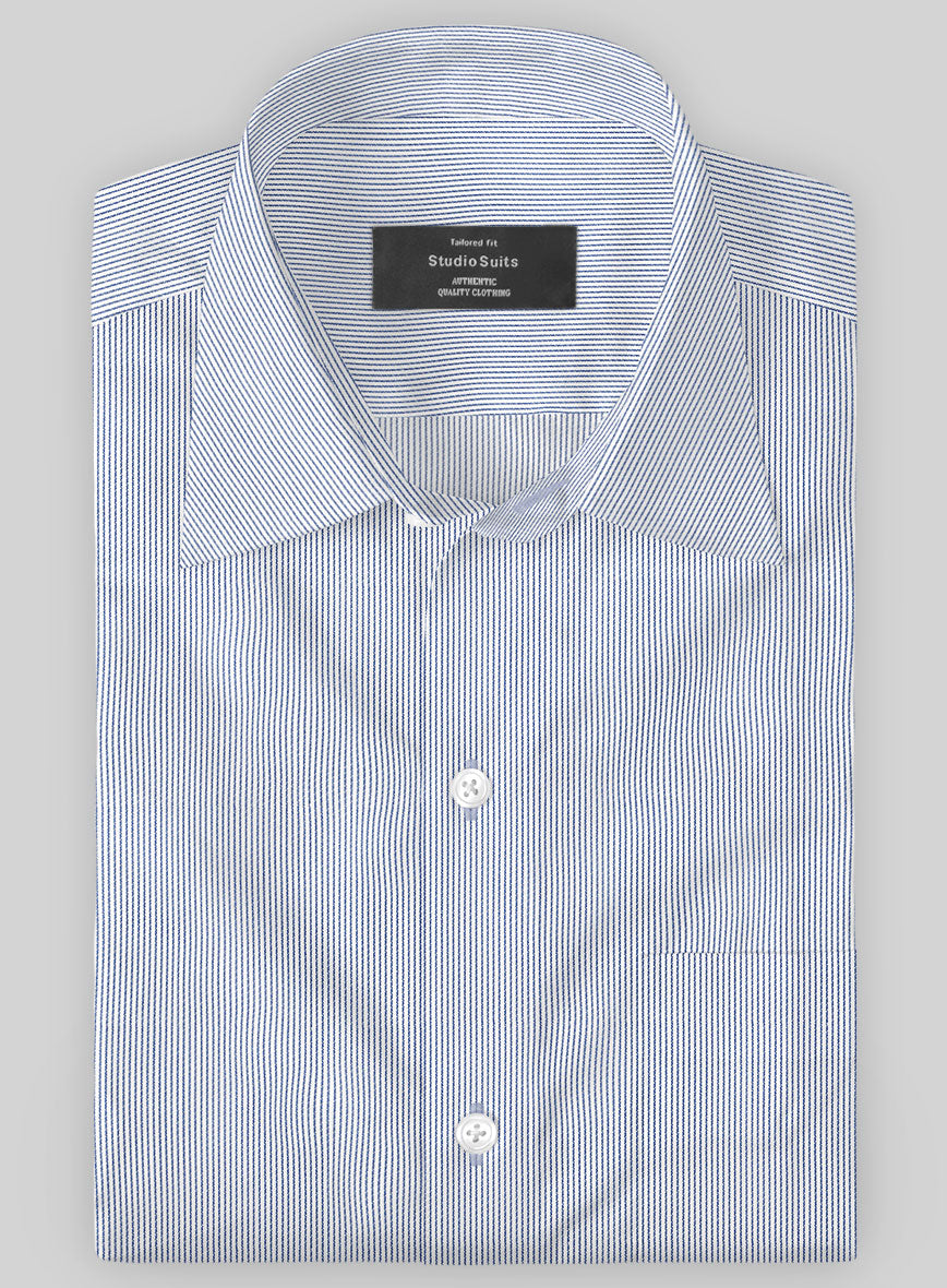 Italian Lombardo Hawkes Blue Pinstripe Shirt - StudioSuits