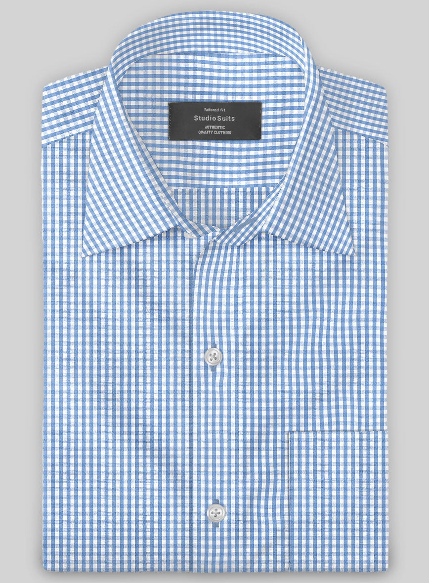 Italian Lombardo Gingham Blue Checks Shirt – StudioSuits