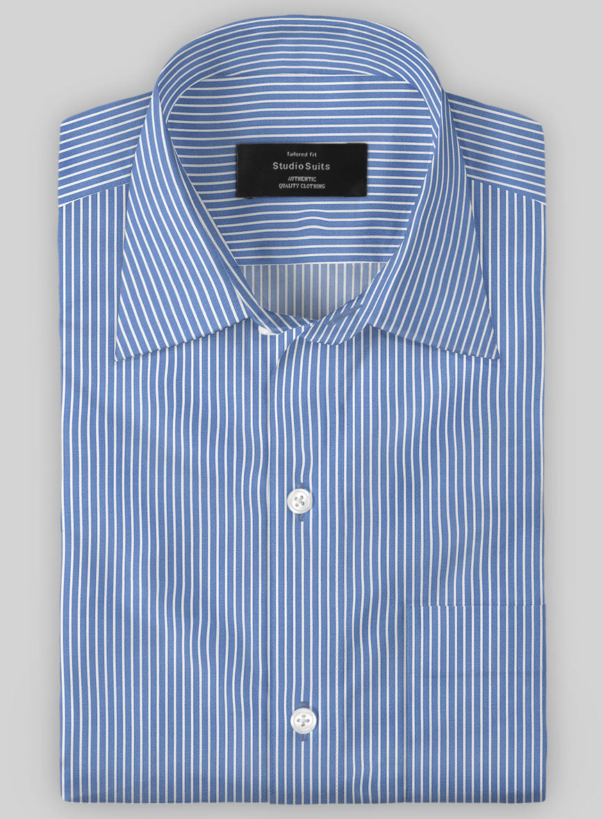 Italian Lombardo Mariner Blue Stripes Shirt - StudioSuits