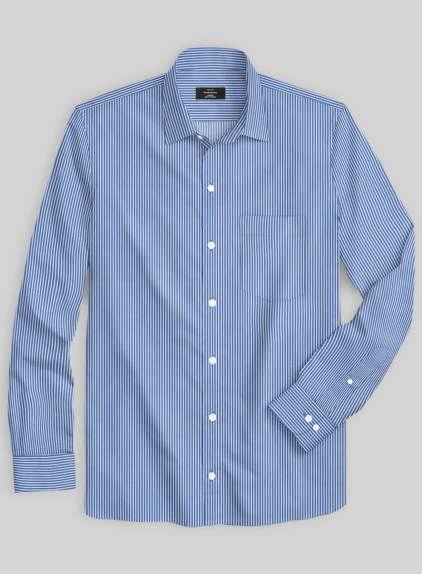 Italian Lombardo Mariner Blue Stripes Shirt - StudioSuits