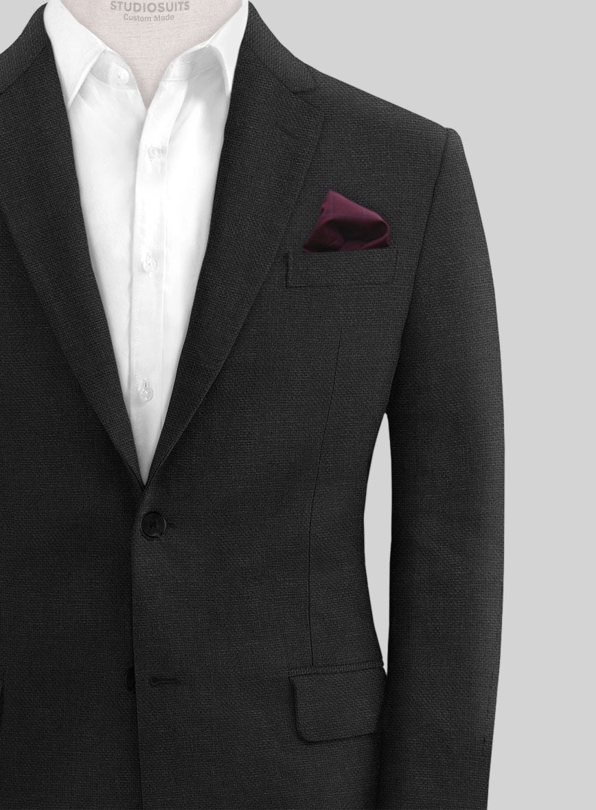 Italian Prato Black Dobby Linen Suit - StudioSuits