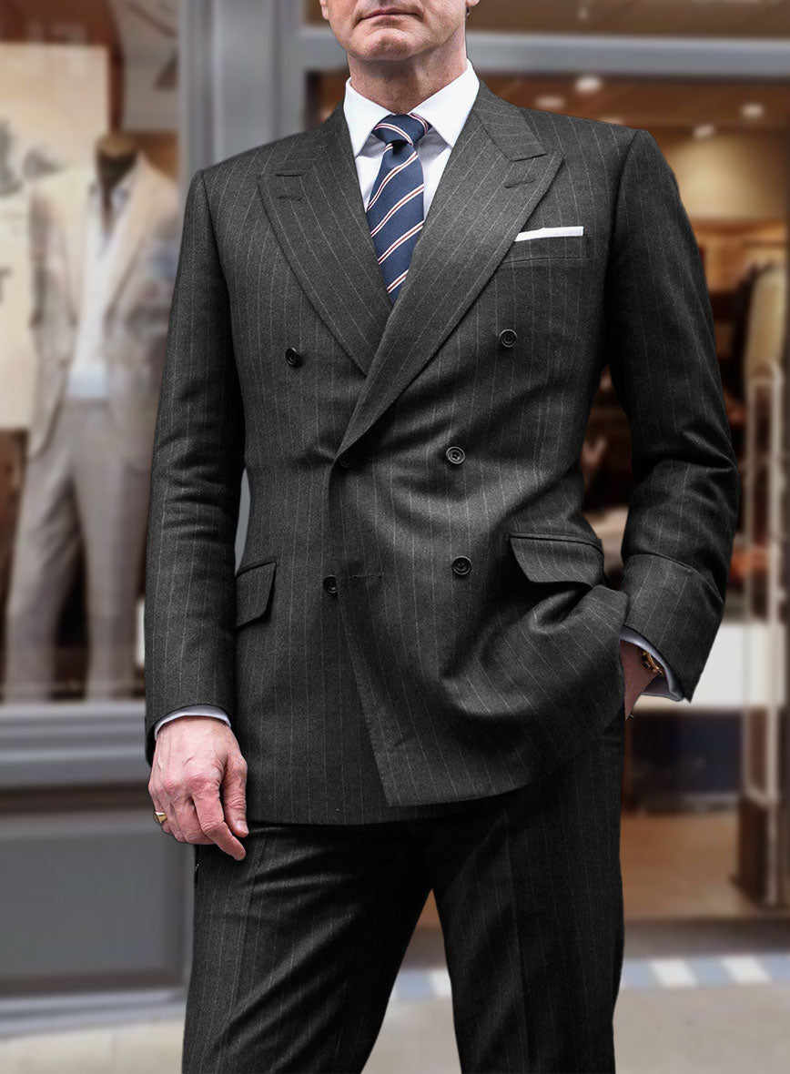 Kingsman Double Breasted Charcoal Stripe Suit – StudioSuits