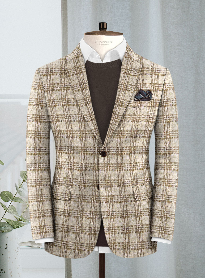 Lanificio Zegna Beige Plaid Alpaca Wool Jacket - StudioSuits