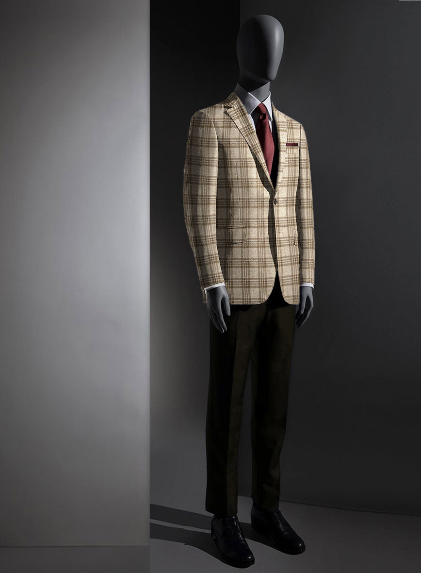 Lanificio Zegna Beige Plaid Alpaca Wool Jacket - StudioSuits