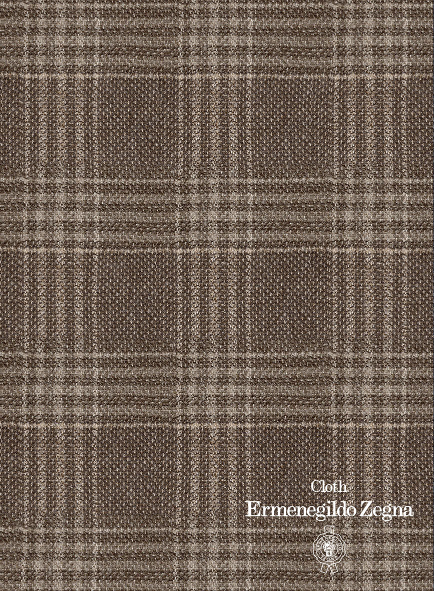 Lanificio Zegna Trofeo Brown Checks Cashmere Jacket - StudioSuits