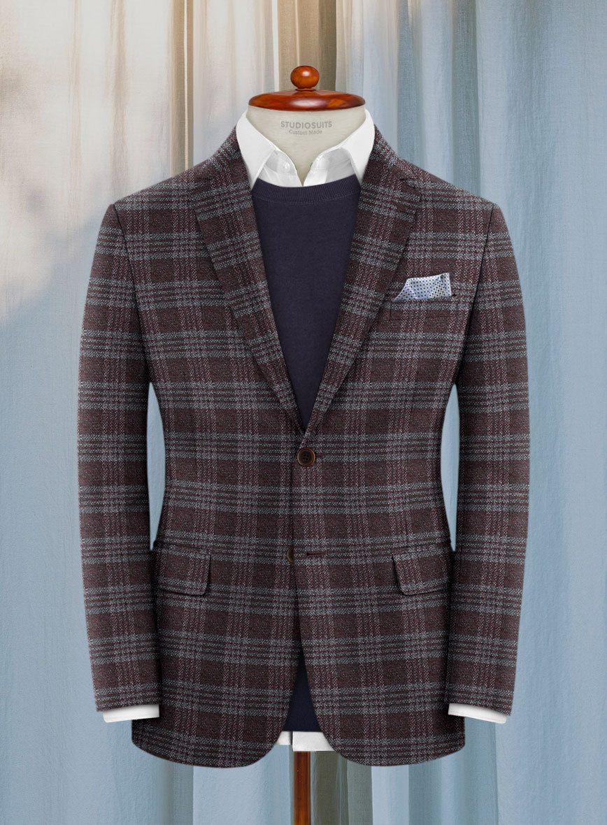 Lanificio Zegna Wine Plaid Alpaca Wool Jacket - StudioSuits