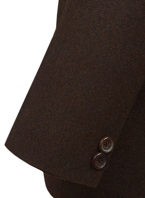 Light Weight Deep Brown Tweed Jacket - Leather Trims – StudioSuits