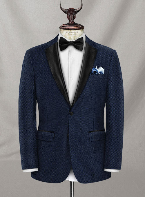 Napolean Bold Blue Wool Tuxedo Jacket - StudioSuits