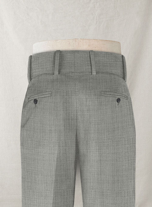 Napolean Sharkskin Light Gray Double Gurkha Wool Trousers – StudioSuits