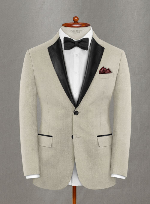 Napolean Muted Khaki Wool Tuxedo Jacket - StudioSuits