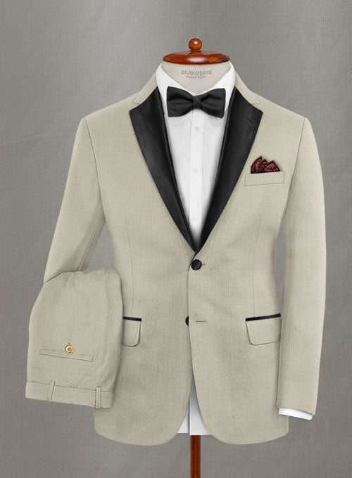 Napolean Muted Khaki Wool Tuxedo Suit - StudioSuits