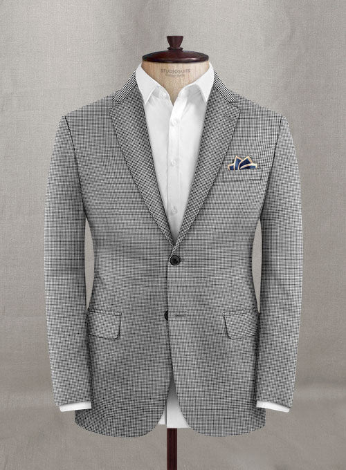 Napolean Mini Houndstooth White Wool Jacket - StudioSuits