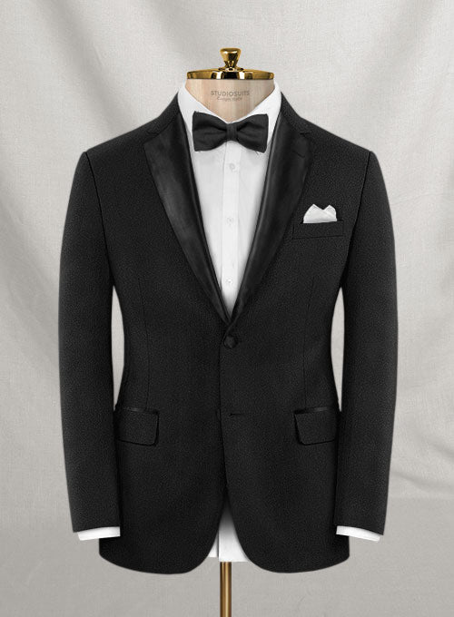 Napolean York Black Wool Tuxedo Jacket - StudioSuits