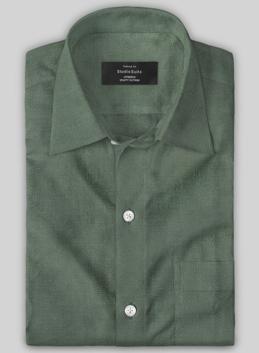 Paisley Green Wool Shirt - StudioSuits