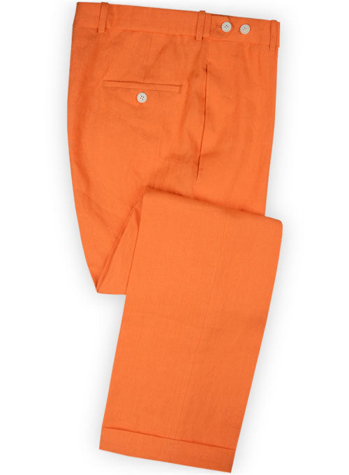 Pure Neon Orange Linen Pants - StudioSuits