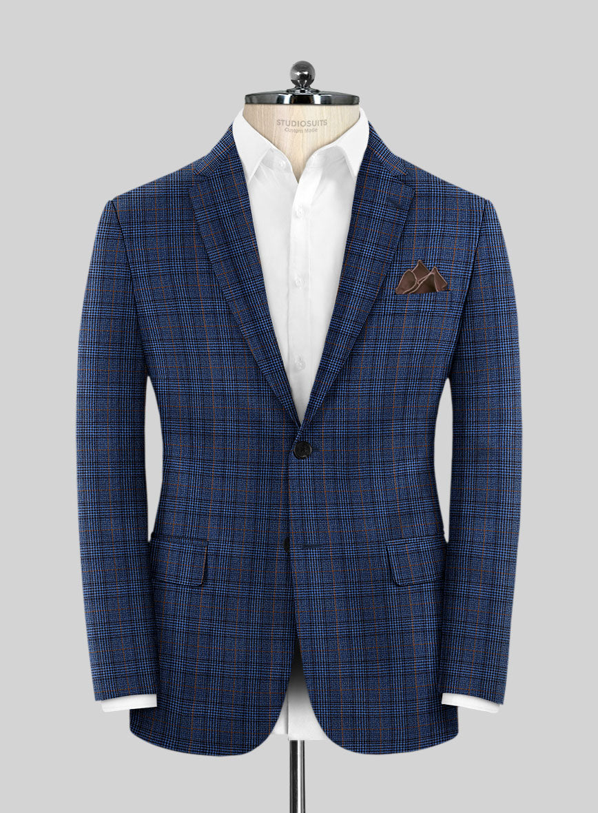 Reda Azul Blue Checks Wool Suit - StudioSuits