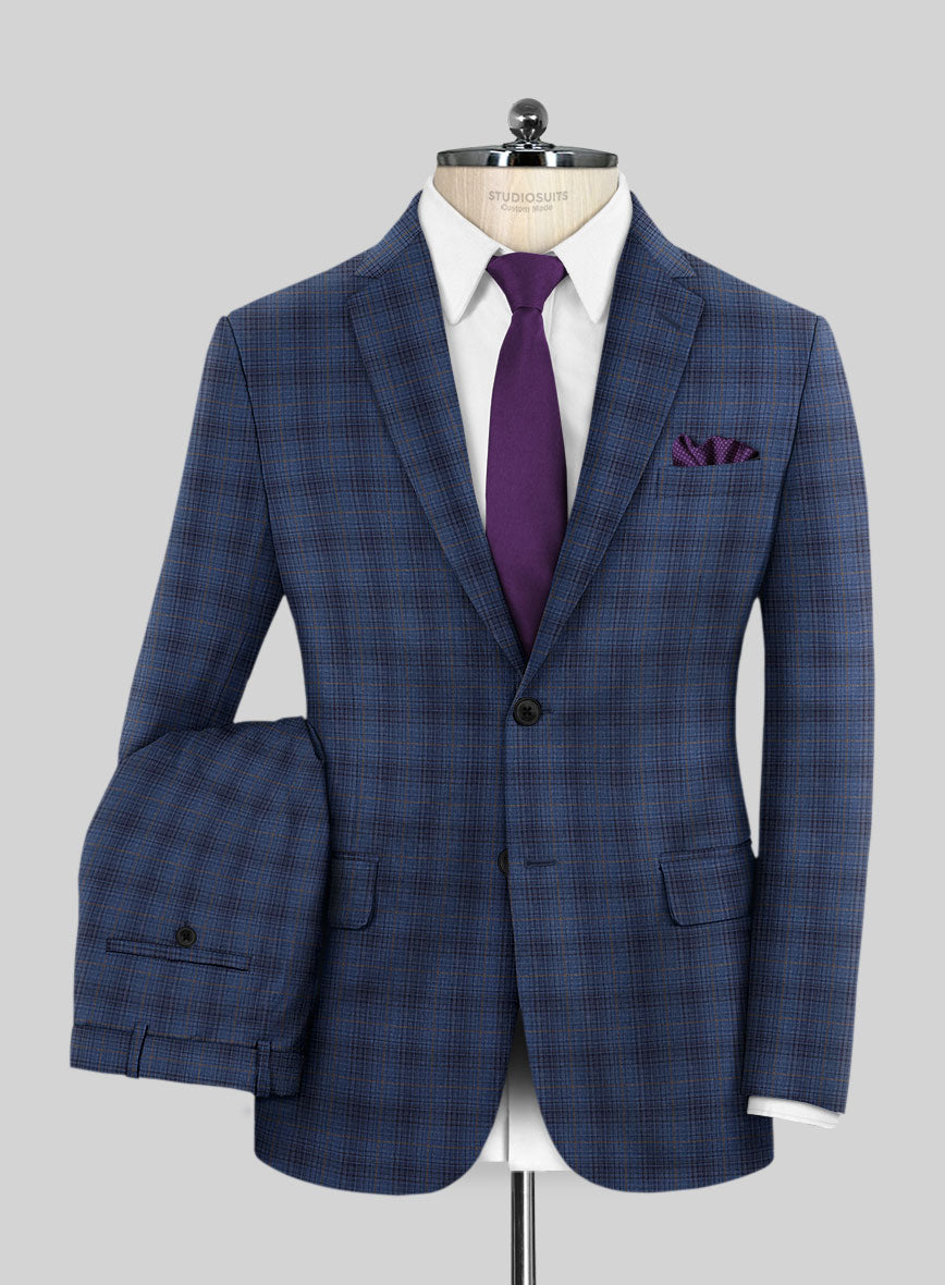 Reda Casal Blue Checks Wool Suit - StudioSuits